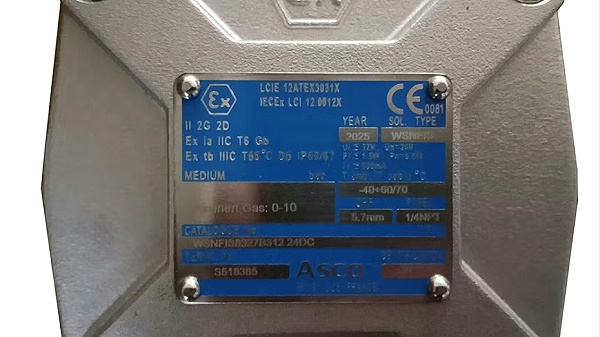 ASCO不锈钢本安隔爆电磁阀WSNFIS8327B312.4