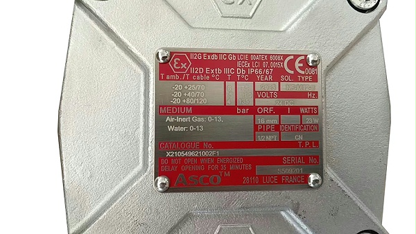 ASCO隔爆两通不锈钢电磁阀X210549621002F1.4 ASCO隔爆两通不锈钢电磁阀X210549621002F1.4